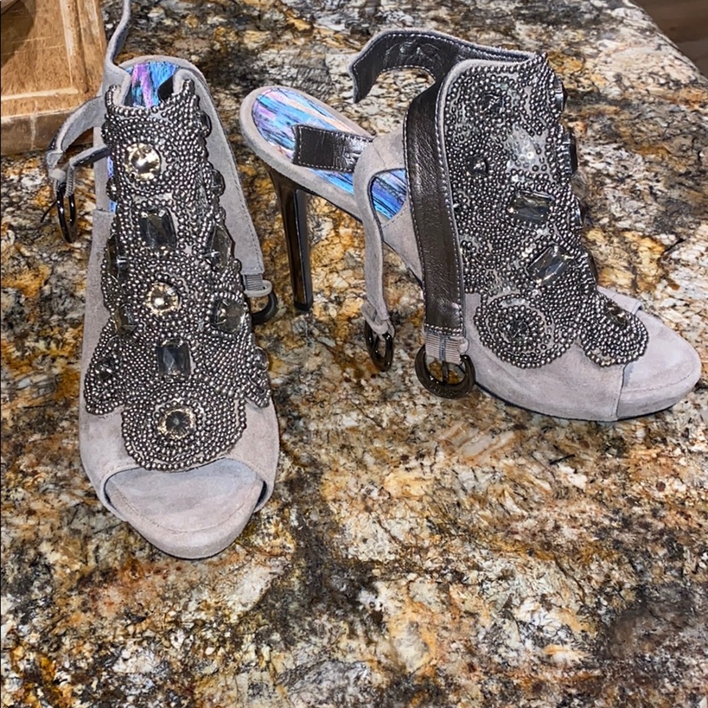 Sam Edelman open toe rhinestone and beaded heel